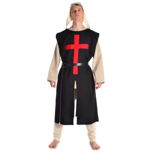 Medieval Tabard black with red cross