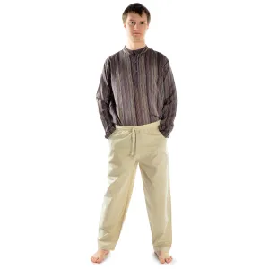 Leichte Baumwollhose in natur-beige und schwarz