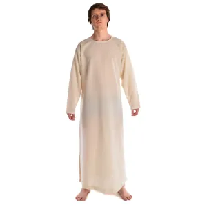 Mittelalter Tunika Rundkragen lang natur-beige und schwarz