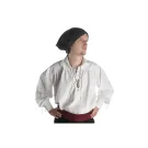 Schnuerhemd mit weitem Kragen in schwarz und weiss