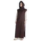 Mittelalter Überwurf Skapulier mit Kapuze seitlich zu schnüren 133cm schwarz, natur-beige