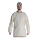mittelalter tunika mit rundkragen kurz in natur-beige und schwarz