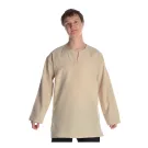 mittelalterliche tunika kurz mit schlitzkragen in natur-beige, blau und schwarz