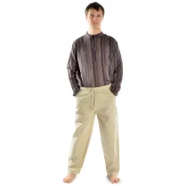 Leichte Baumwollhose in natur-beige und schwarz