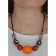 Mittelalter Halskette Skaldi aus Weißmetall-Resin in Bernsteinfarben-Rot RÃ¼ckansicht
