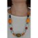 Mittelalter Halskette Var aus Weißmetall-Resin in Bernsteinfarben-WeiÃŸ RÃ¼ckansicht